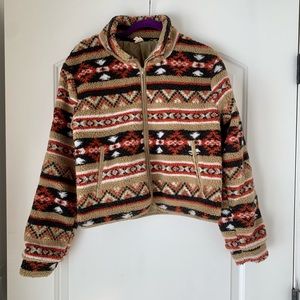 Aztec Printed Sherpa Style Jacket